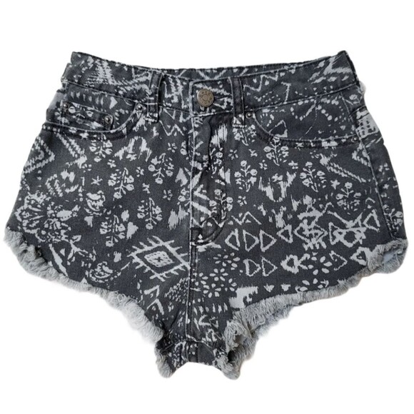 BDG DOLPHIN Super High Rise gray Cheeky shorts tribal floral print Size 25(S) - Picture 1 of 5